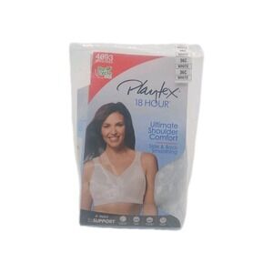 Playtex 18 Hour 4693 Wirefree Shoulder Comfort Straps White Bra 36C New